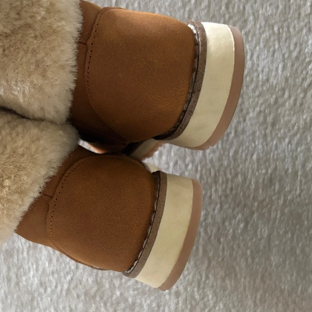 Zara Faux Suede Winter Boots with Fur Trim
